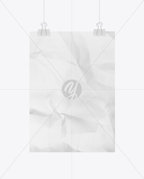 Crumpled Poster A4 with Clip Mockup PSD #3