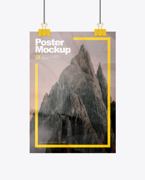 Crumpled Poster A4 with Clip Mockup