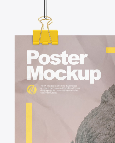 Crumpled Poster A4 with Clip Mockup PSD #2