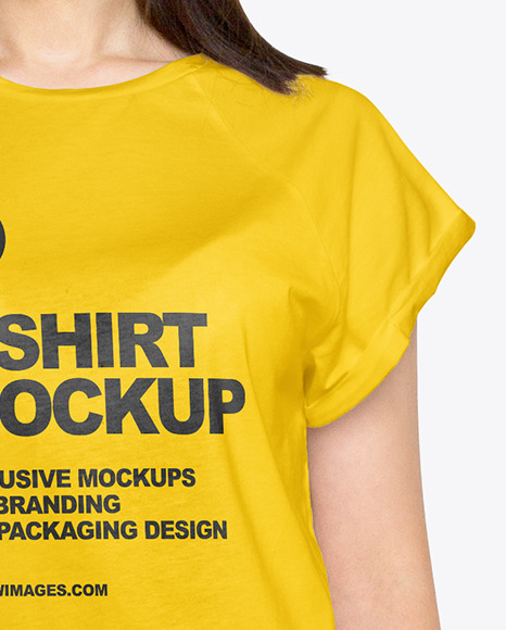 Download Woman In A T Shirt Mockup In Apparel Mockups On Yellow Images Object Mockups