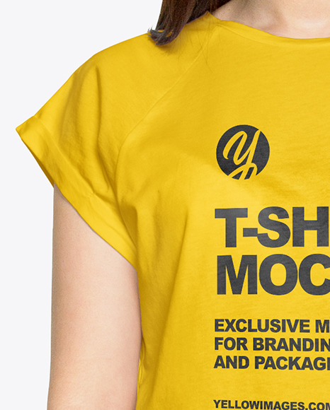 Download Woman In A T Shirt Mockup In Apparel Mockups On Yellow Images Object Mockups