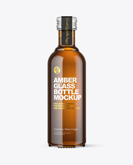 Amber Glass Bottle Mockup PSD #2