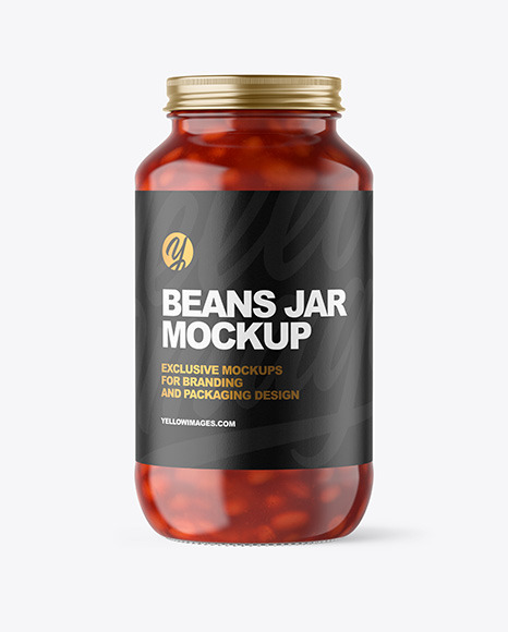 Clear Glass Jar with Beans Mockup