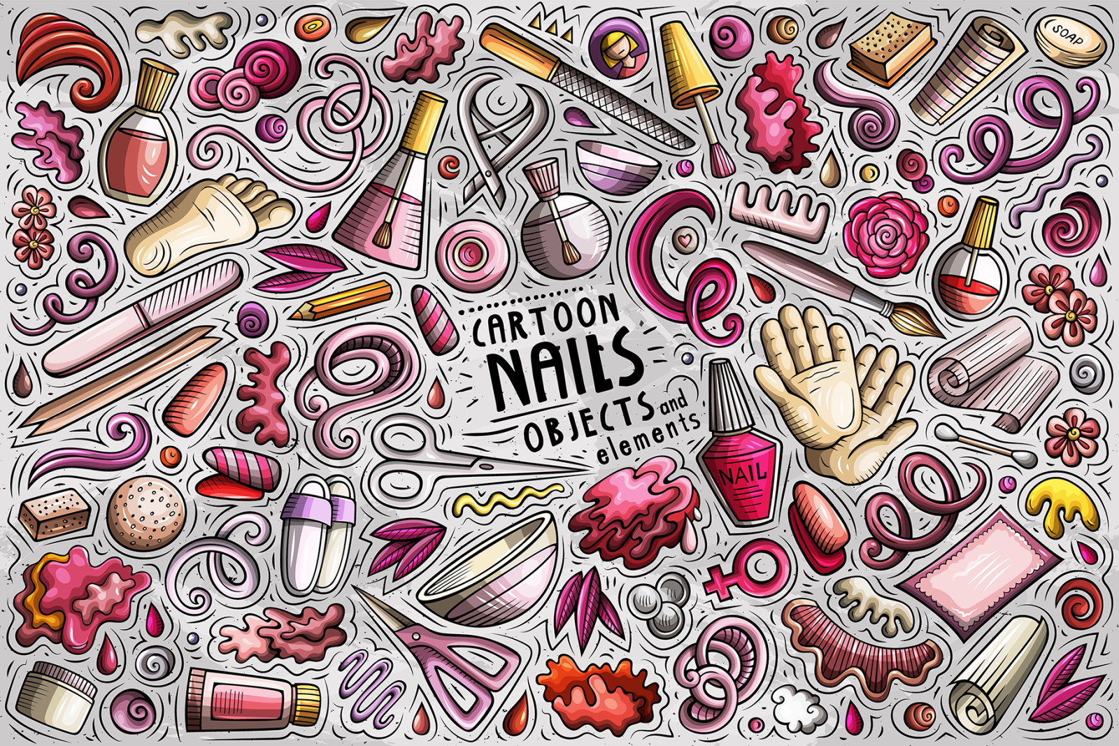 Nail Studio Cartoon Objects Set