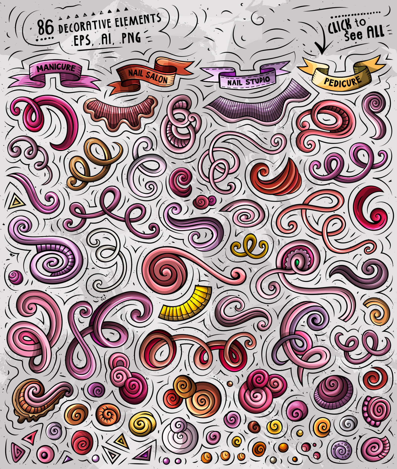 Nail Studio Cartoon Objects Set