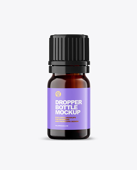 Dark Amber Glass Dropper Bottle Mockup PSD #2