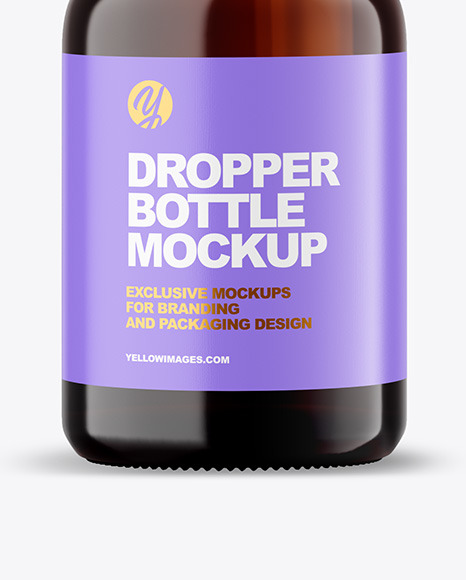 Dark Amber Glass Dropper Bottle Mockup PSD #6