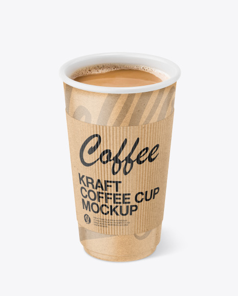 Download Kraft Paper Coffee Cup With Kraft Holder in Cup & Bowl Mockups on Yellow Images Object Mockups