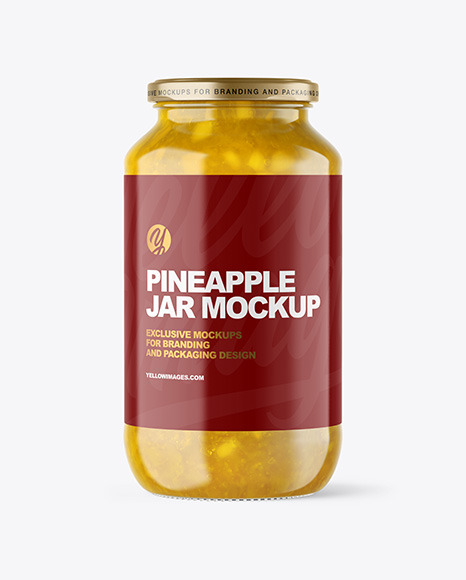 Clear Glass Jar with Pineapple jam Mockup PSD #2