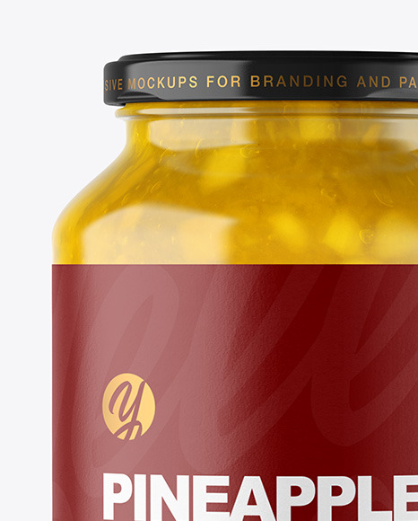 Clear Glass Jar with Pineapple jam Mockup PSD #7