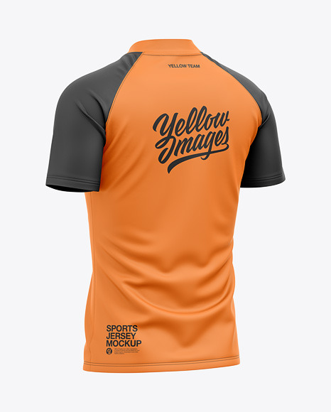 Download Men S Quarter Zip Sports Jersey Mockup Back Half Side View In Apparel Mockups On Yellow Images Object Mockups