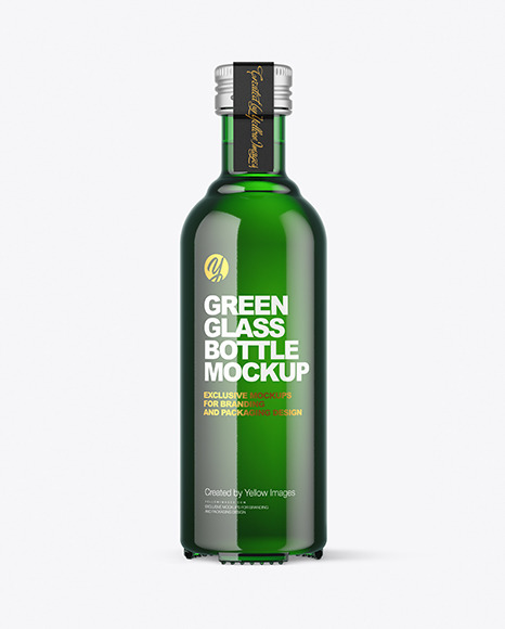 Green Glass Bottle Mockup PSD #2