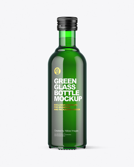 Green Glass Bottle Mockup PSD #3