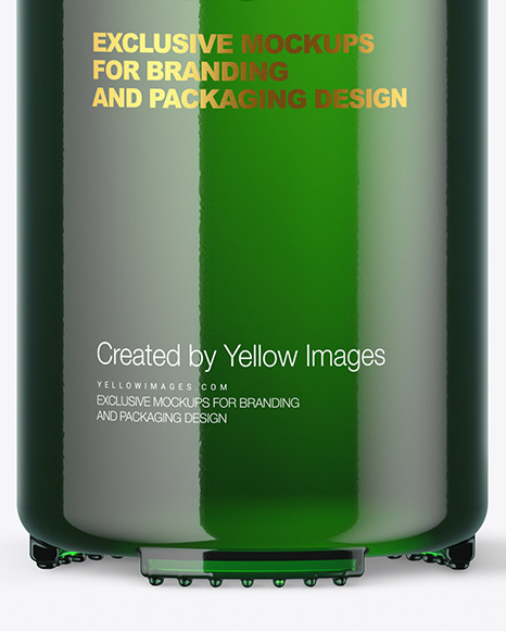 Green Glass Bottle Mockup PSD #6