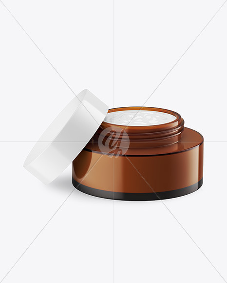 Dark Amber Glass Cosmetic Jar Mockup