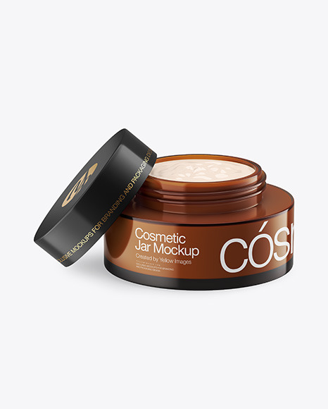 Dark Amber Glass Cosmetic Jar Mockup
