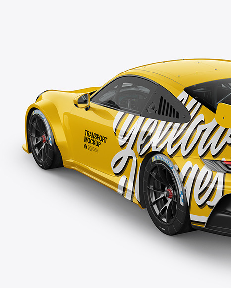 Sport Car Mockup - Back Half Side View