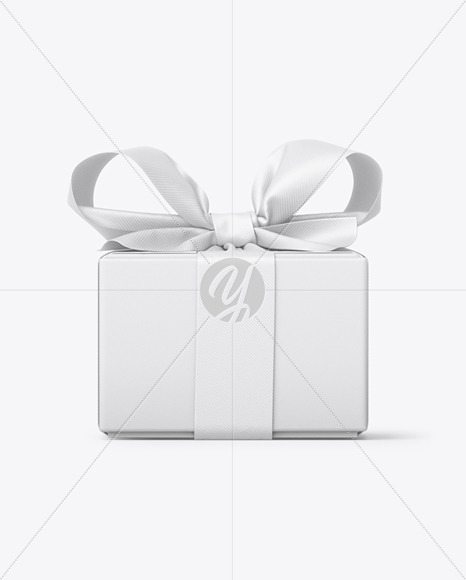 Download Gift Box With Matte Bow Mockup Front View In Box Mockups On Yellow Images Object Mockups