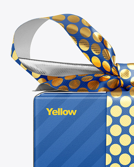 Gift Box With Matte Bow Mockup   Front View PSD #6