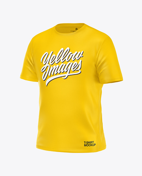 T Shirt Mockup Half Side View In Apparel Mockups On Yellow Images Object Mockups