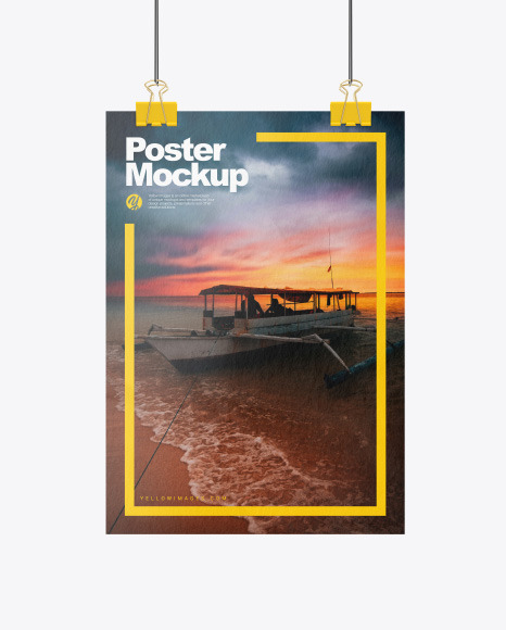 Textured A4 Poster with Clip Mockup PSD #2