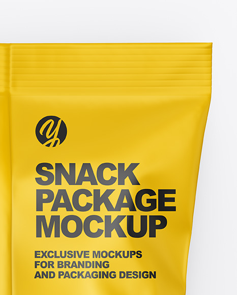 Download Matte Snack Package Mockup In Bag Sack Mockups On Yellow Images Object Mockups