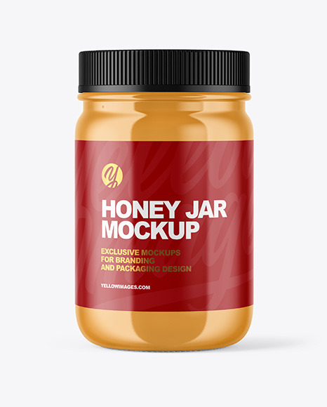Clear Glass Jar with Creamed Honey Mockup PSD #2