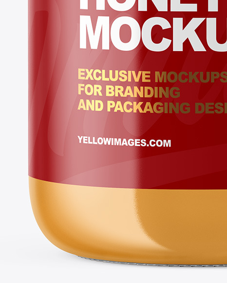Clear Glass Jar with Creamed Honey Mockup PSD #7