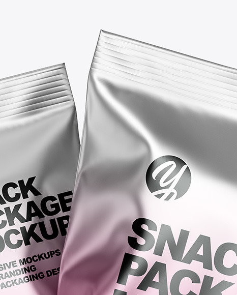 Download Two Matte Metallic Snack Package Mockup Yellow Author