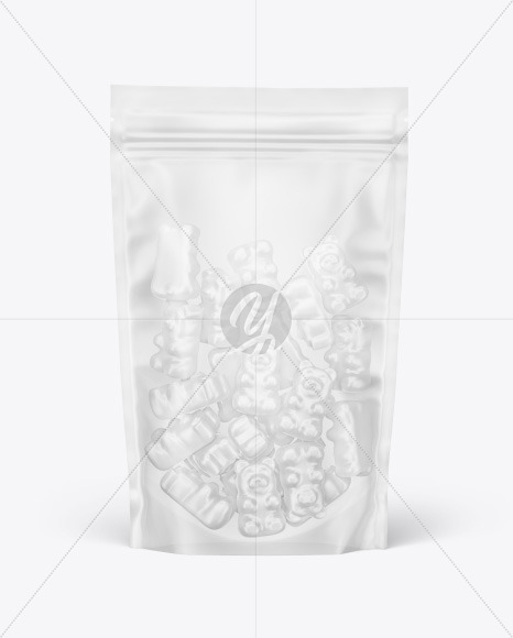 Frosted Stand up Pouch with Gummies Mockup PSD #3