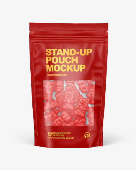Frosted Stand up Pouch with Gummies Mockup PSD #2