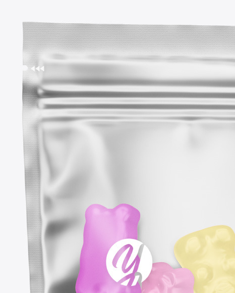 Frosted Stand up Pouch with Gummies Mockup PSD #1