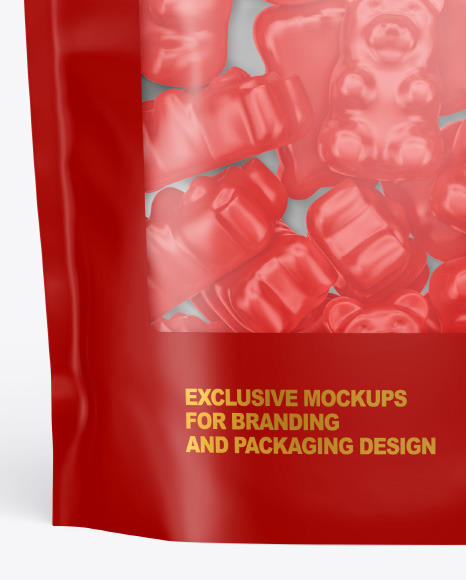 Frosted Stand up Pouch with Gummies Mockup PSD #5