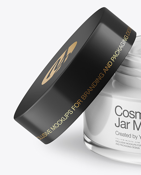 Opened Clear Glass Cosmetic Jar Mockup PSD #2