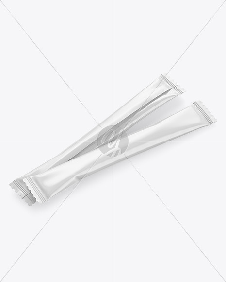 Two Glossy Stick Sachet Mockup Two Glossy Stick Sachet Mockup