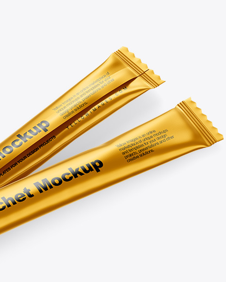 Two Matte Metallic Stick Sachet Mockup PSD #3