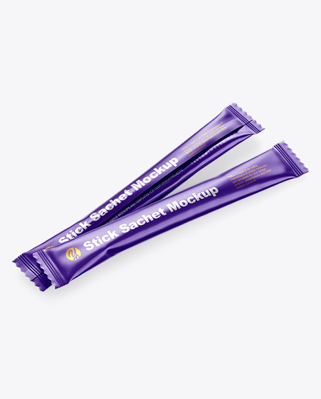 Two Matte Metallic Stick Sachet Mockup PSD #5