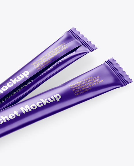 Two Matte Metallic Stick Sachet Mockup PSD #6