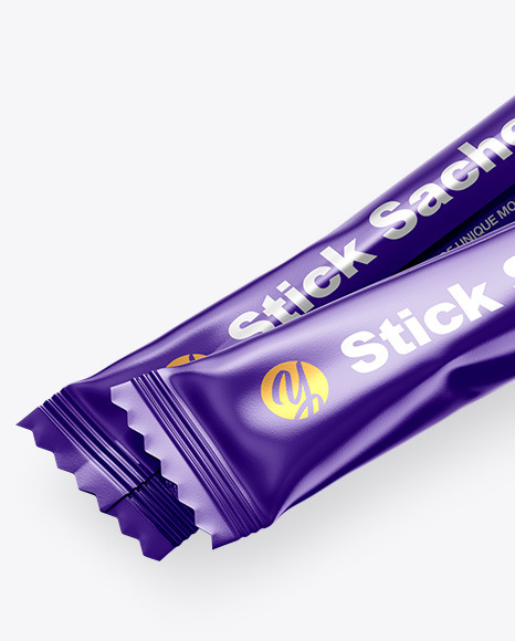 Two Metallic Stick Sachet Mockup PSD #7