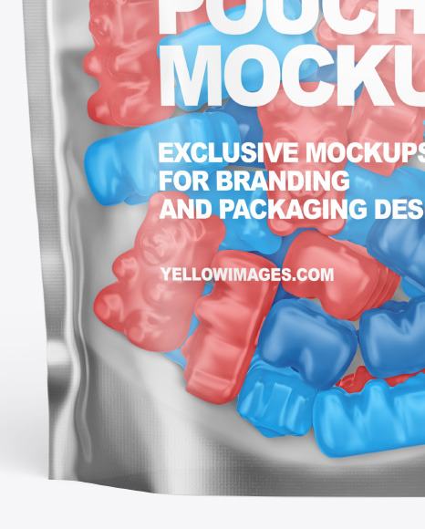 Frosted Stand up Pouch with Gummies Mockup PSD #7