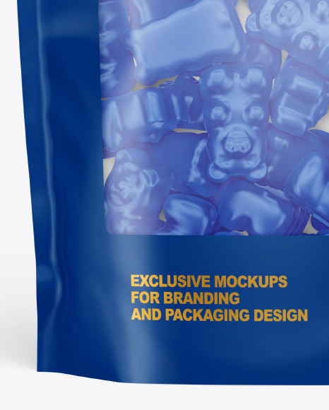 Frosted Stand up Pouch with Gummies Mockup PSD #5