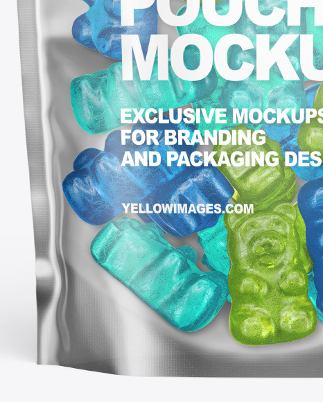 Frosted Stand up Pouch with Gummies Mockup PSD #7