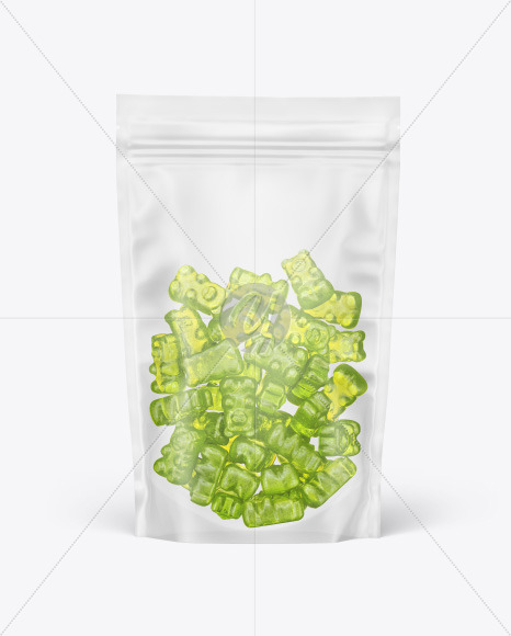 Frosted Stand up Pouch with Gummies Mockup PSD #3