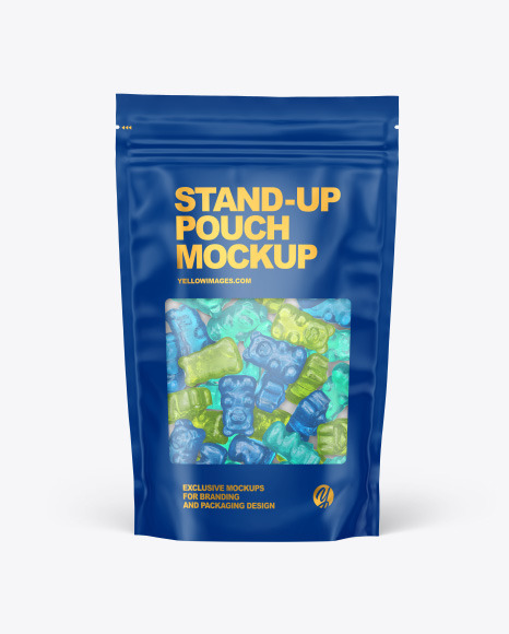 Frosted Stand up Pouch with Gummies Mockup PSD #2