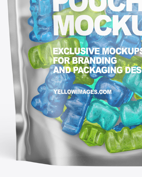 Frosted Stand up Pouch with Gummies Mockup PSD #7