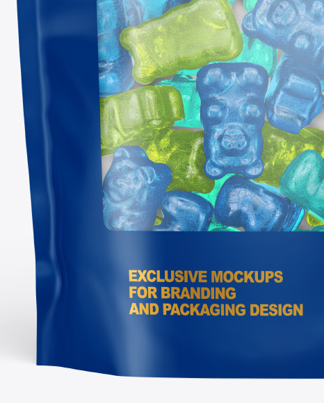 Frosted Stand up Pouch with Gummies Mockup PSD #5