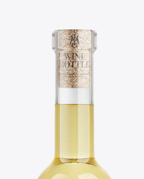 Clear Glass White Wine Bottle Mockup PSD #1