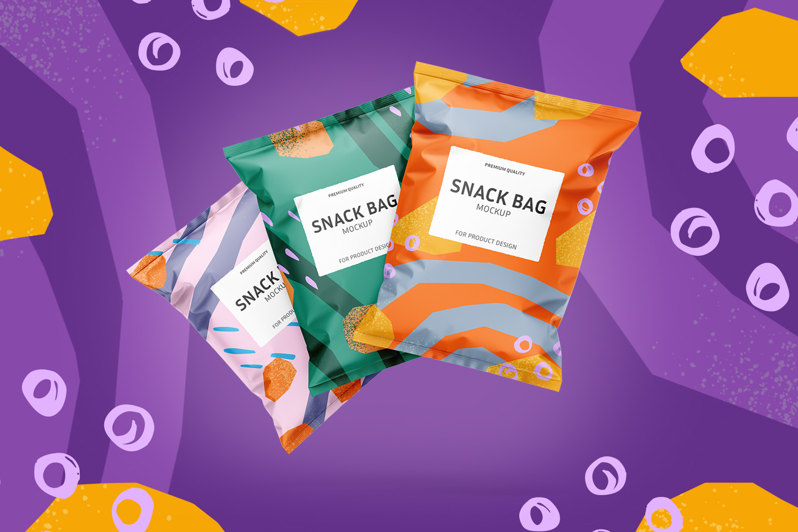 Download Snack Bag Mockup Set In Packaging Mockups On Yellow Images Creative Store