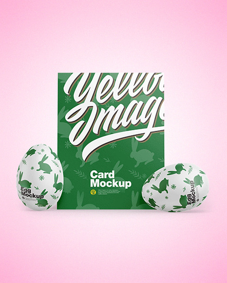 Card w  Two Textured Eggs Mockup PSD #2