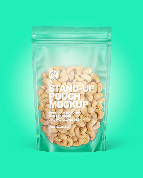 Download Frosted Plastic Pouch W Cashew Nuts Mockup In Pouch Mockups On Yellow Images Object Mockups